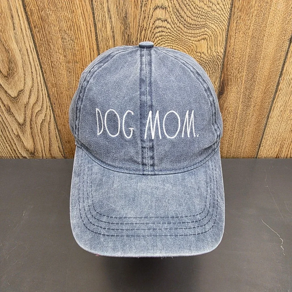 Rae Dunn Hat‎ Cap Strap Back Womens One Size Blue Dog Mom Denim Washed Casual